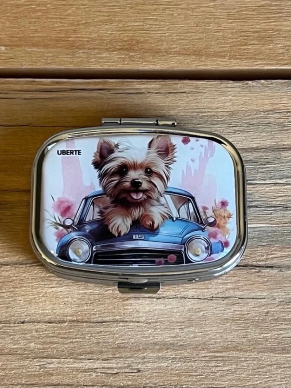 Yorkie Puppy Purse Pill Box/Travel Jewelry Box-Puppy in Car